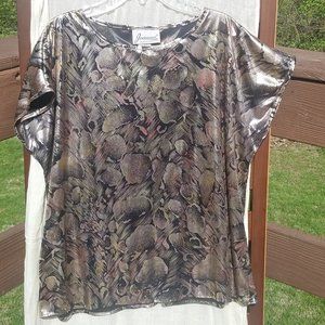 Joanna Vintage Metallic Liquid Gold Top  Sz Medium